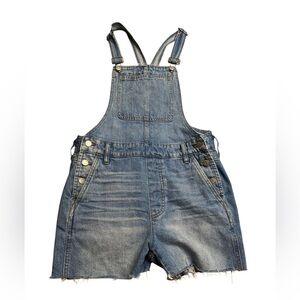 Madewell Size S Womens Adirondack Raw Hem Cut Off Short Overalls Denim